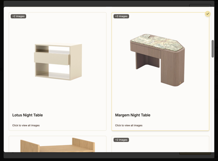 Product options shown side by side for a designer to choose from