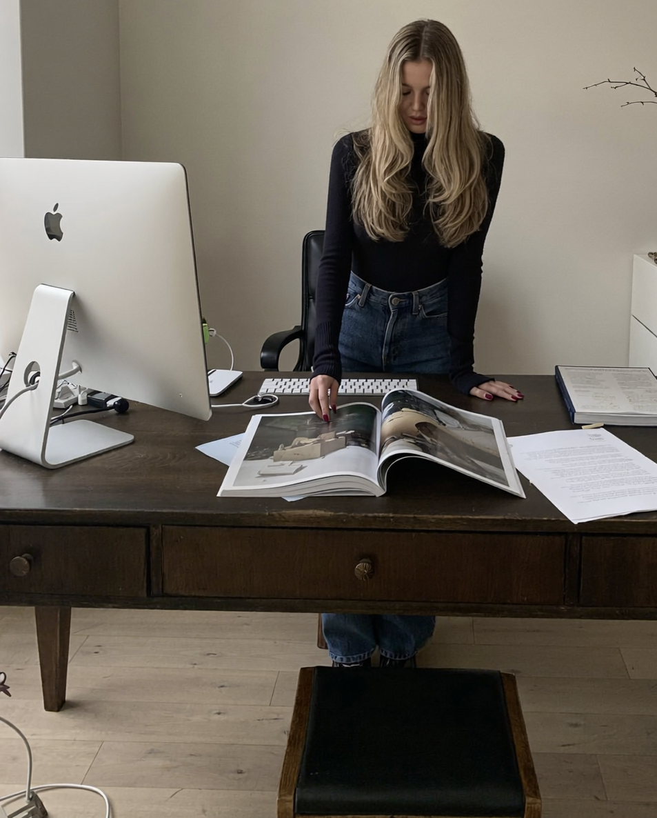 Giulia Burfeindt, Procurist founder, working at her design studio